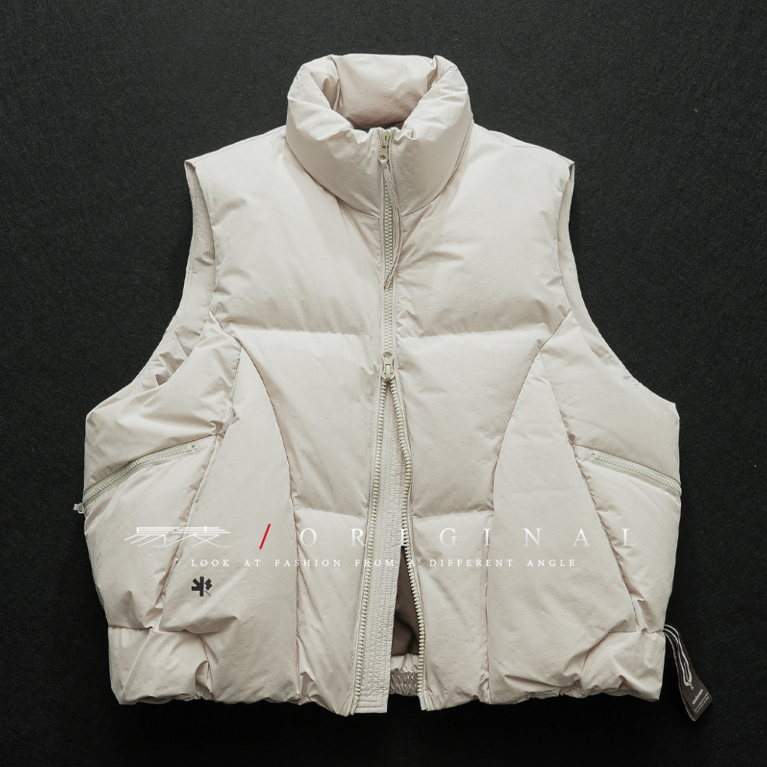 [YMORIGINAL] White Duck Down Double Zip Stand Vest N842