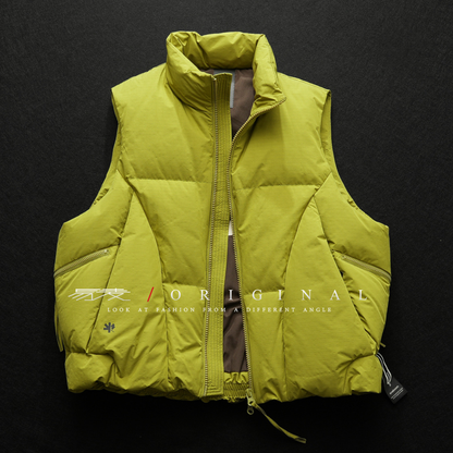 【Y.M.ORIGINAL】ホワイトダックダウン　ZIPスタンドカラー　ベスト　N871