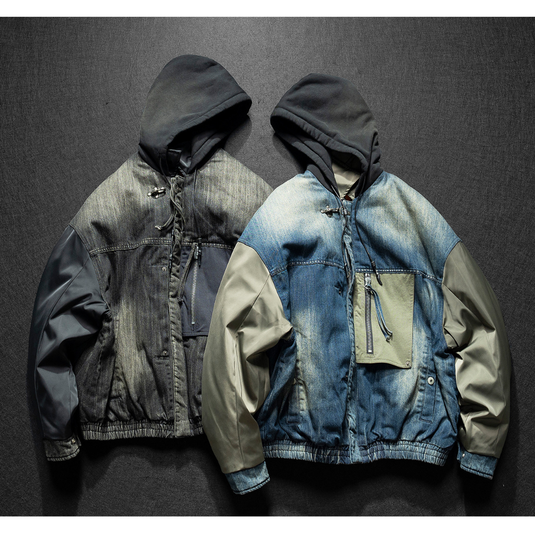 [YMORIGINAL] White Duck Down Denim Layered Jacket N856