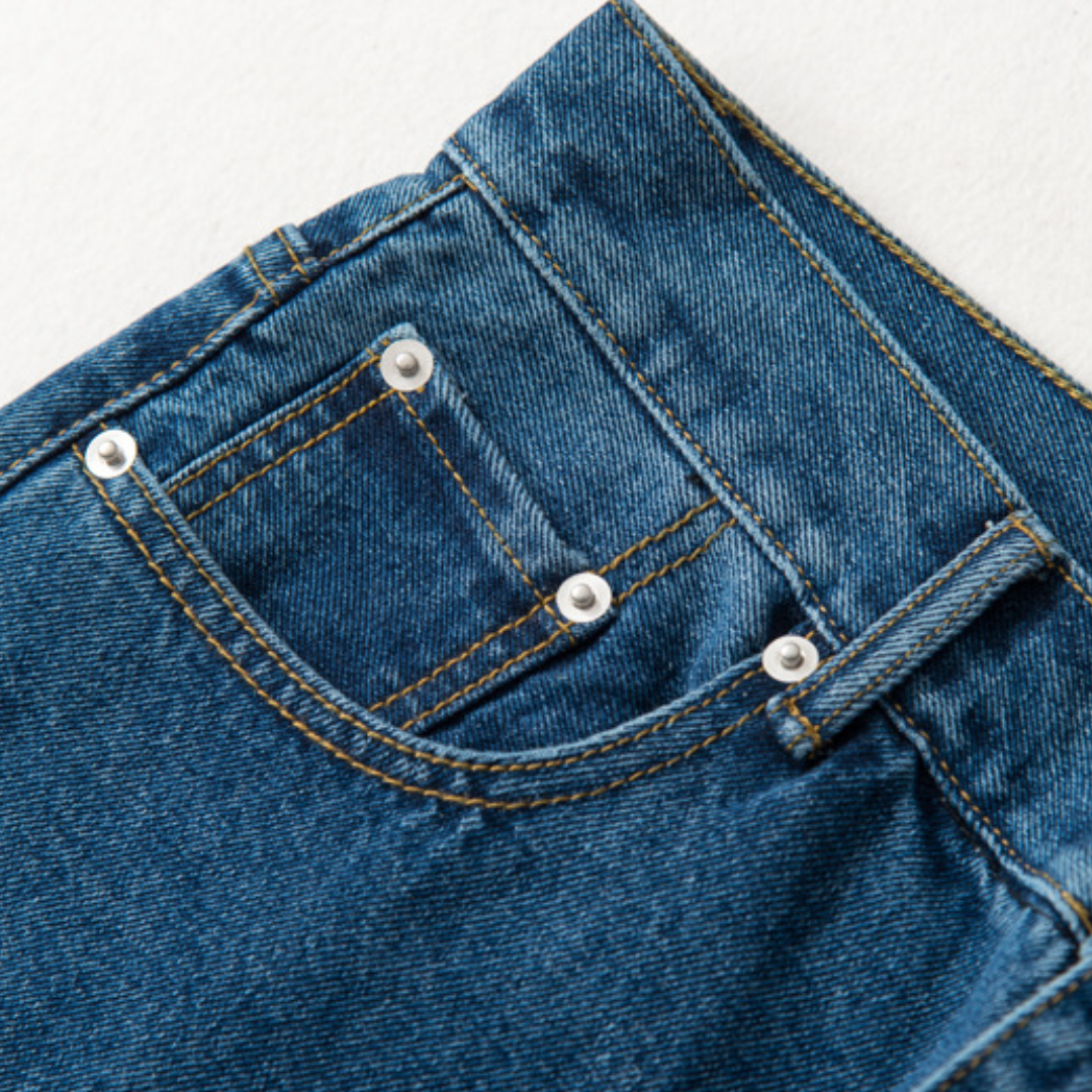 ウォッシュドデニム　ストレートパンツ　N1399