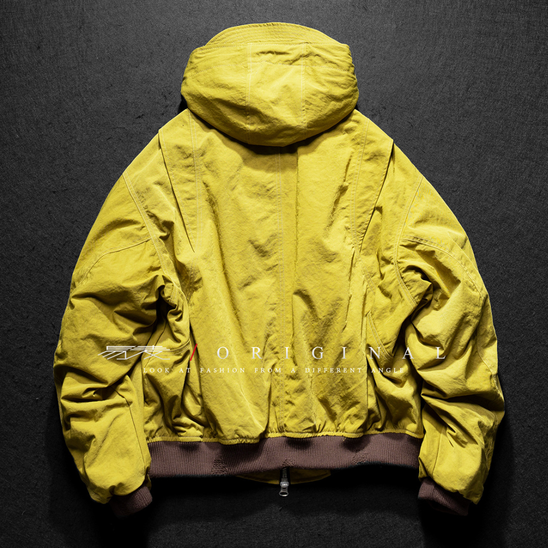 [YMORIGINAL] White Duck Down Detachable Hood/Ribbed Jacket N844