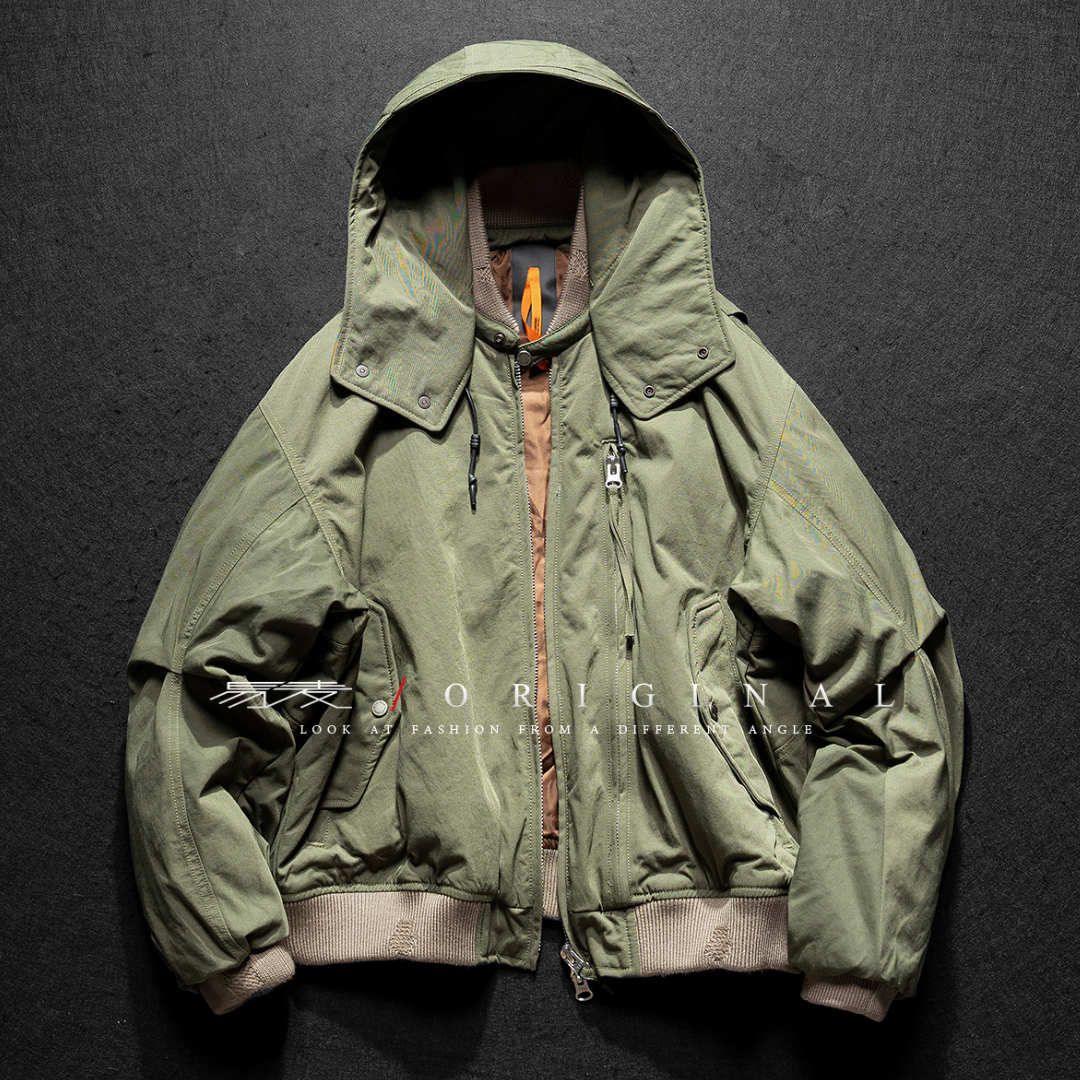 [YMORIGINAL] White Duck Down Detachable Hood/Ribbed Jacket N844