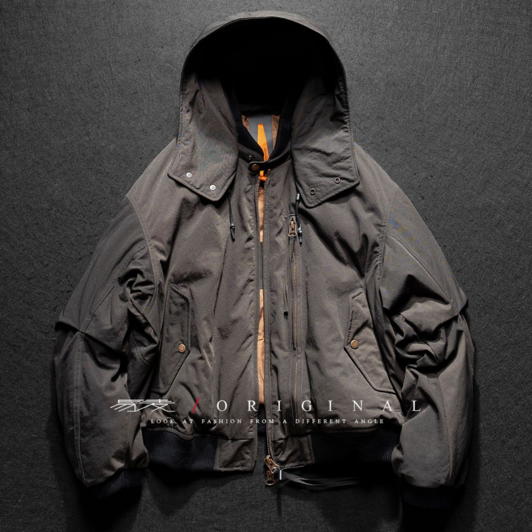 [YMORIGINAL] White Duck Down Detachable Hood/Ribbed Jacket N844