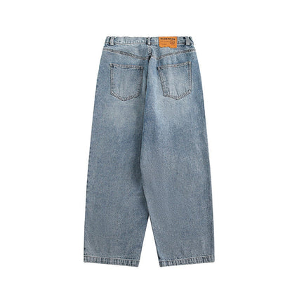 パッチワーク　ブルーデニム　ワイドパンツ　C199