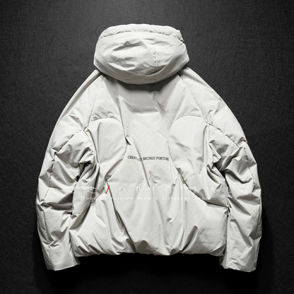 【Y.M.ORIGINAL】ホワイトダックダウン　ボリューム　フードジャケット　N855