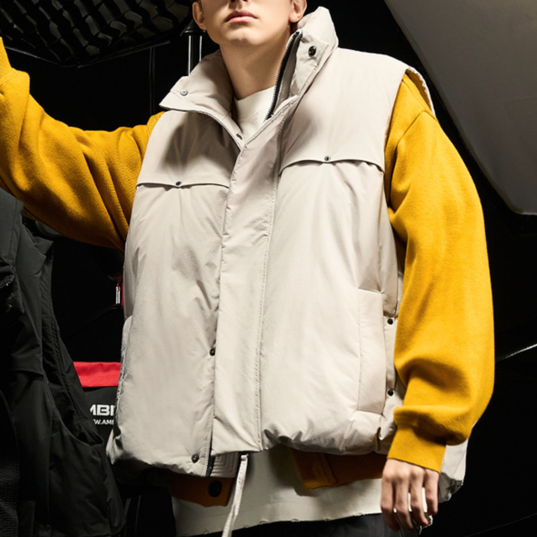 [YMORIGINAL] White Duck Down Fly Front Vest N870