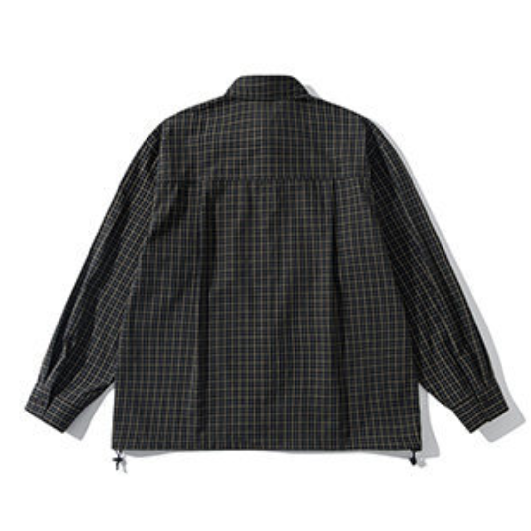 ダブルフラップ　ドローコードヘム　チェックシャツ　N1247