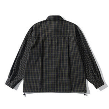 ダブルフラップ　ドローコードヘム　チェックシャツ　N1247