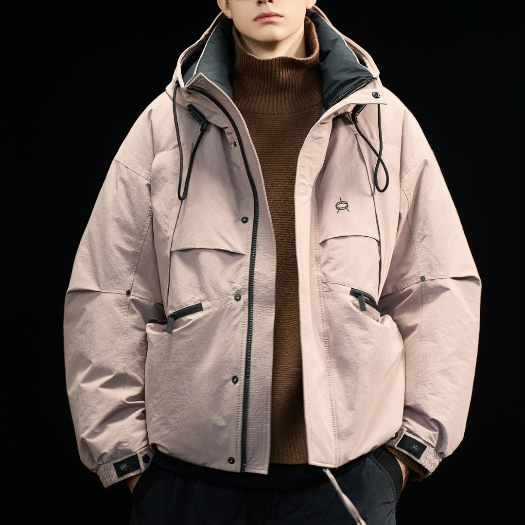 [YMORIGINAL] White Duck Down Zip Pocket Hooded Jacket N852