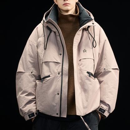 [YMORIGINAL] White Duck Down Zip Pocket Hooded Jacket N852