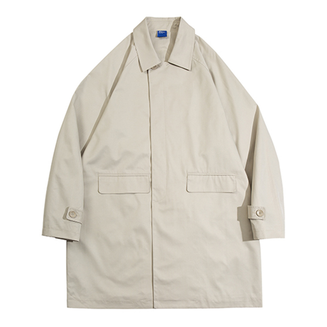 High-Density Polyester Wide Stand Collar Coat N1274 ベージュ