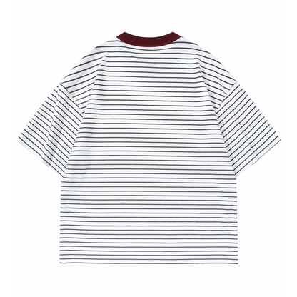 細ボーダー　ストレッチレーヨン　Tシャツ　N1632