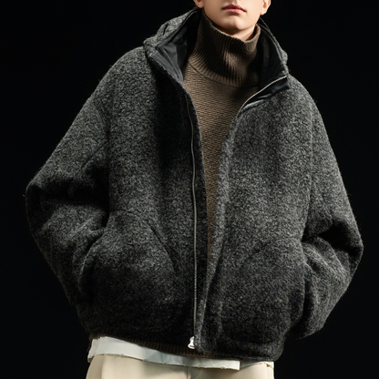 【Y.M.ORIGINAL】ホワイトグースダウン　ツイード　フードジャケット　N845