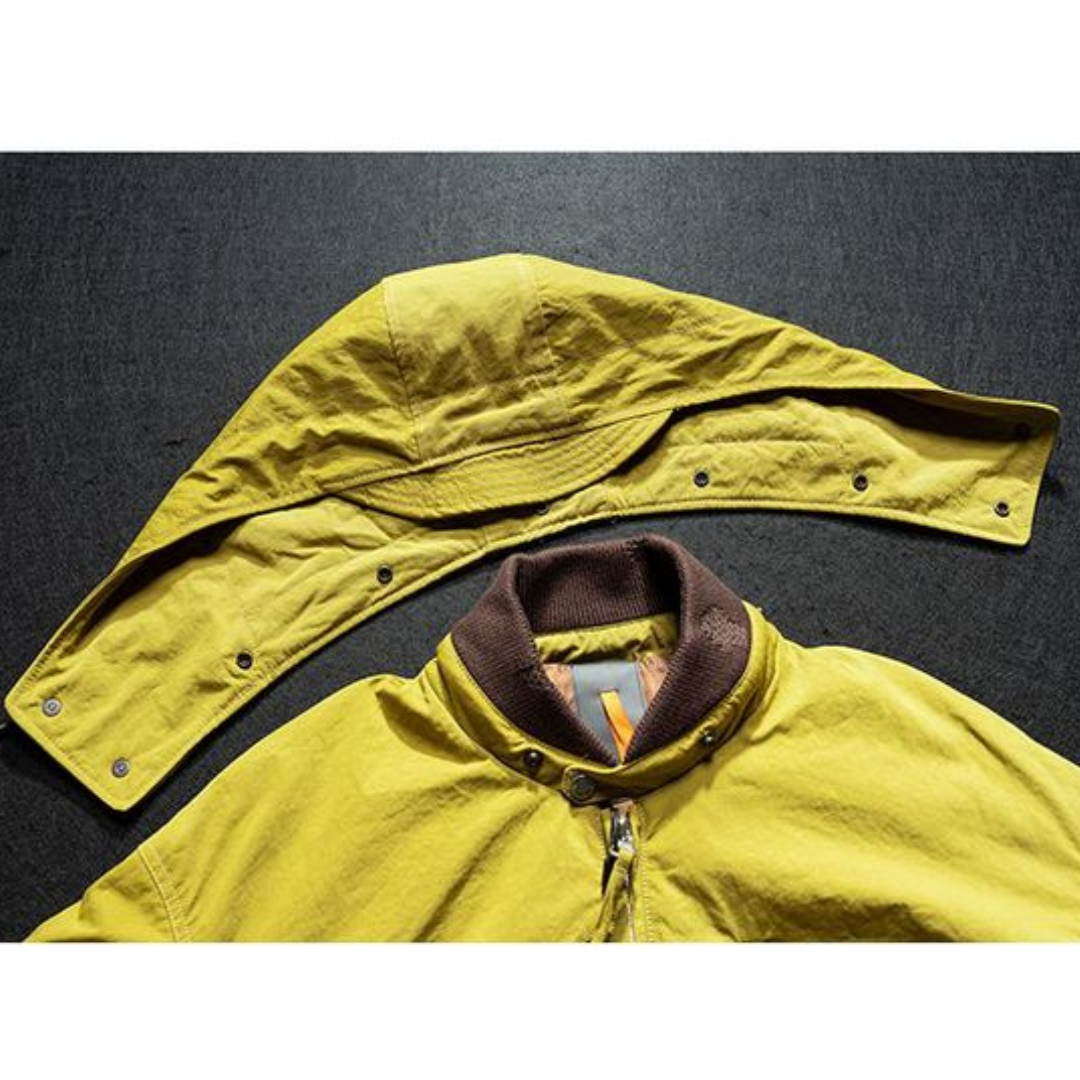 [YMORIGINAL] White Duck Down Detachable Hood/Ribbed Jacket N844