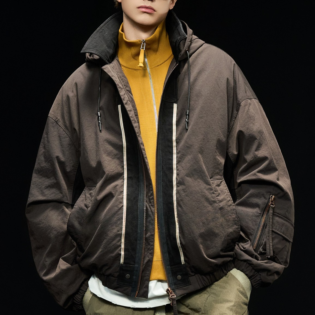 [YMORIGINAL] White Duck Down Denim Layered Hooded Jacket N846