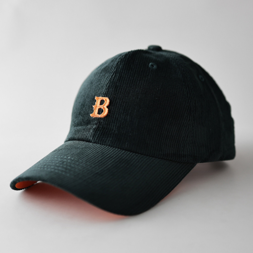 【B】ポイントロゴ コーデュロイキャップ N597 ダークグリーン