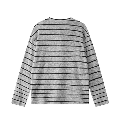 ナローボーダー　ヘンリーネック　長袖Tシャツ　N1653