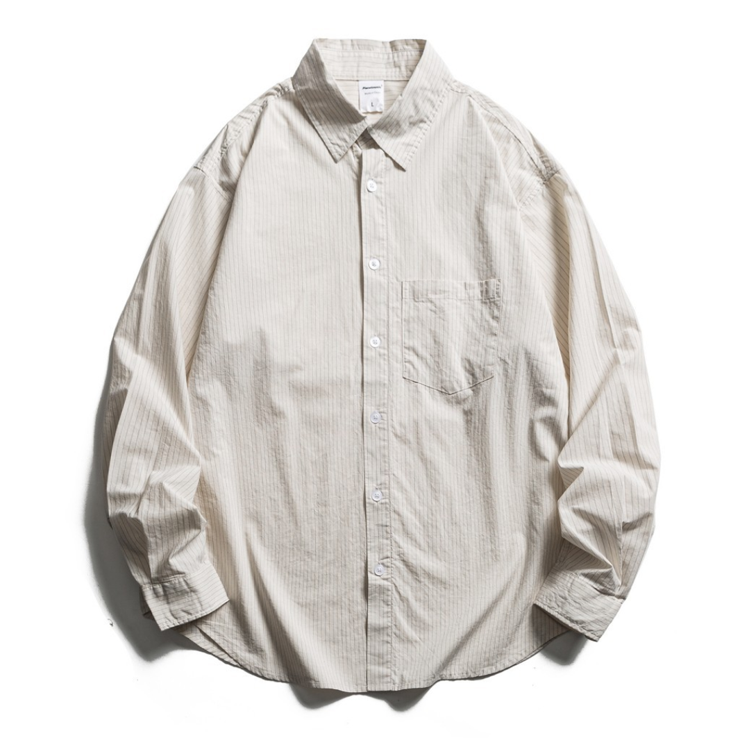 Micro-pattern Regular Shirt N1276 オフホワイト×ダークブルーストライプ