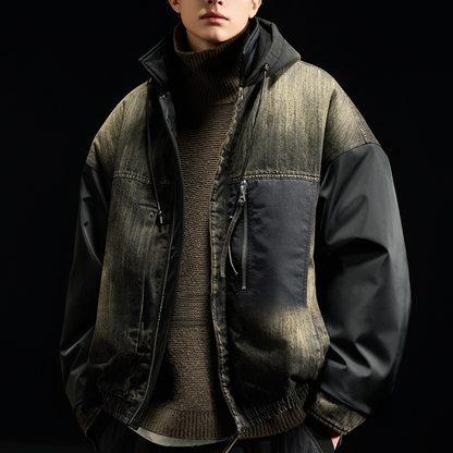 [YMORIGINAL] White Duck Down Denim Layered Jacket N856