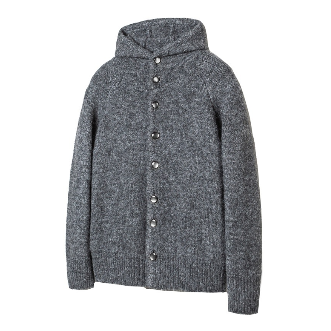 ウール混 シャギーニット フード カーディガン　N939