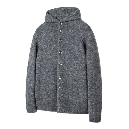 ウール混 シャギーニット フード カーディガン　N939