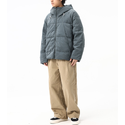 White Down Raglan Sleeve Hooded Jacket N1024