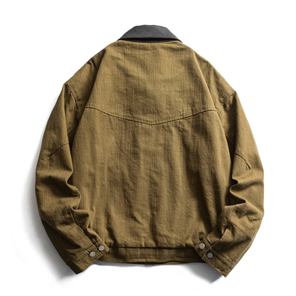 レザーコンビ　スラブコットン　トラッカージャケット　N1667