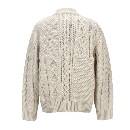 クレイジー ケーブルニット クルーネック カーディガン　N942