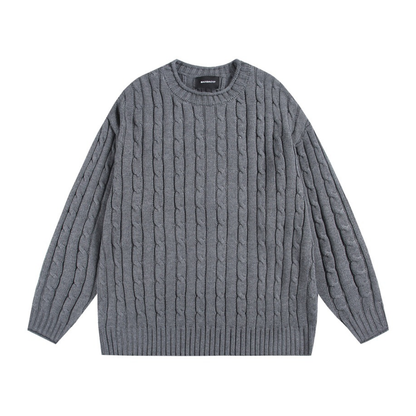 ケーブル編み　クルーネック　ニット　N1031