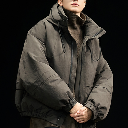 [YMORIGINAL] White Duck Down High Neck Hooded Jacket N854