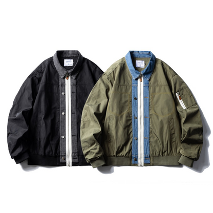 フェイクレイヤード　デニムコンビ　ジャケット　N072