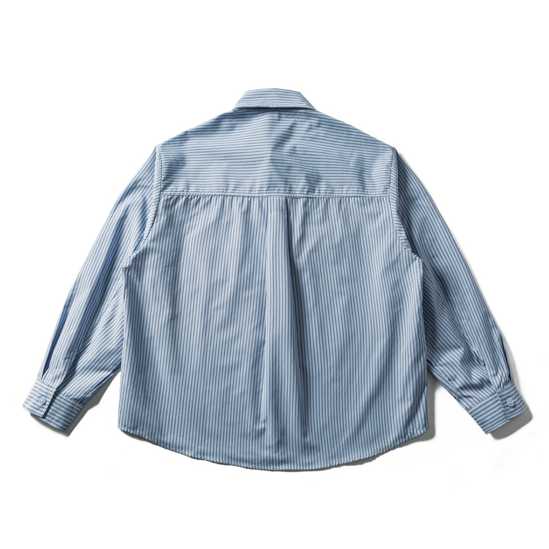 コットンポリ　マルチストライプ　レギュラーシャツ　N1273