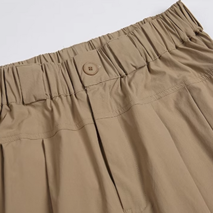 ストレッチナイロン　ドローストリング　タックワイドパンツ　N270