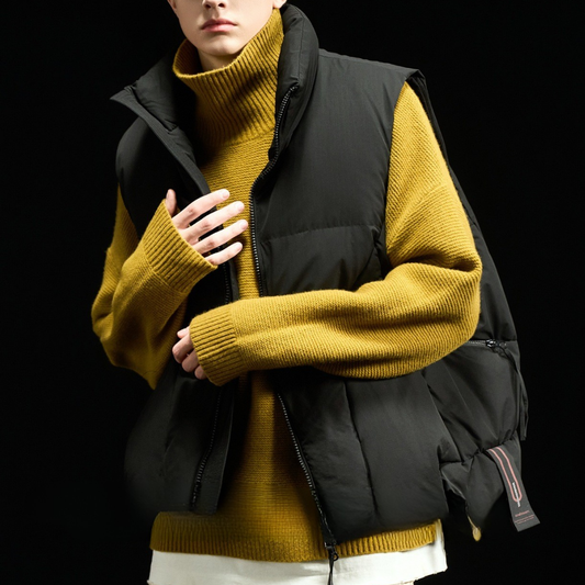 [YMORIGINAL] White Duck Down Zip Warm Vest N871