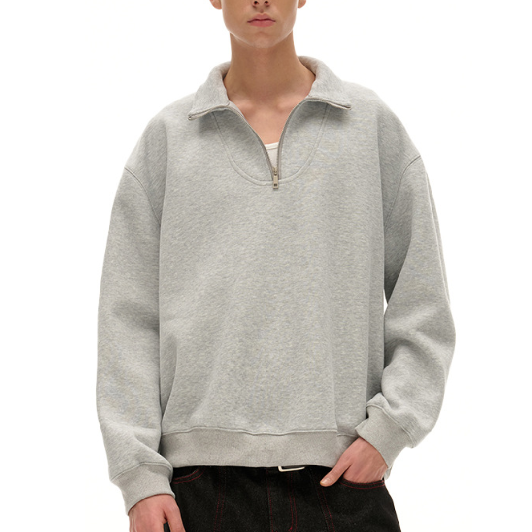 メランジ　ハーフジップ　スウェットシャツ　N1258