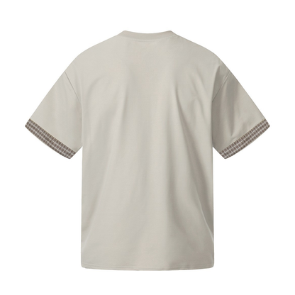 カフスチェック　フェイクレイヤードTシャツ　N1619