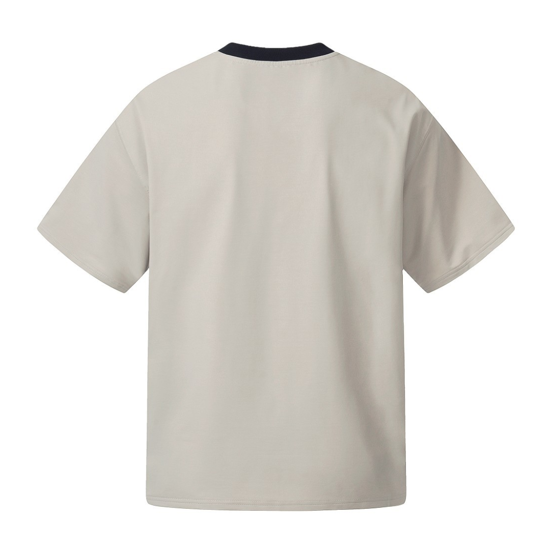 フェイクレイヤードネック　ストレッチ　半袖Tシャツ　N1598