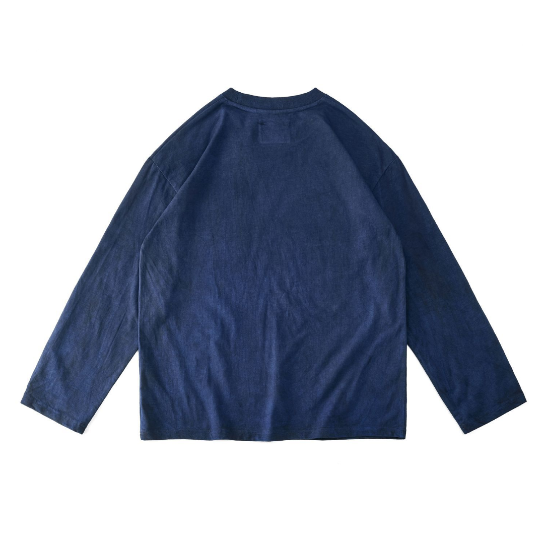 インディゴ染め　長袖Tシャツ　N1324