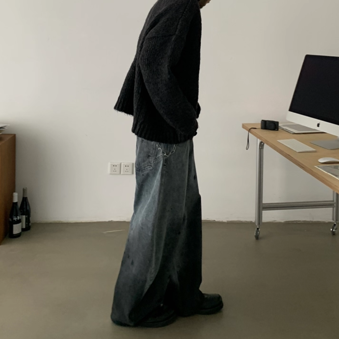 ロウゲージ　スタンドカラー　シャギーカーディガン　N659