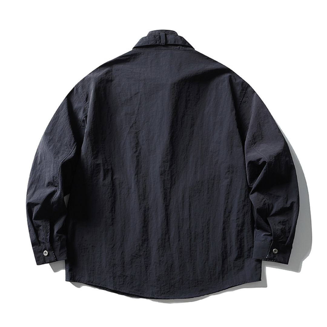 ベルトカラー　チェックコンビ　シャツジャケット　N1646