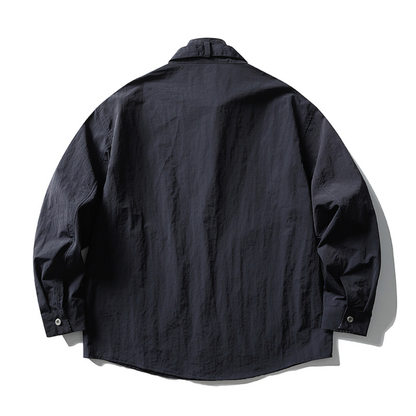 ベルトカラー　チェックコンビ　シャツジャケット　N1646