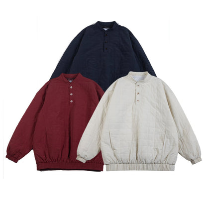 Half button quilted pullover C162