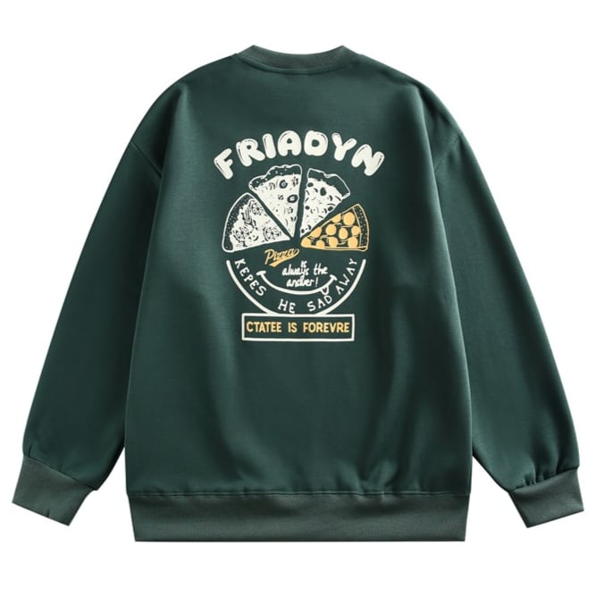 PIZZAプリント　クルーネックスウェット　B564