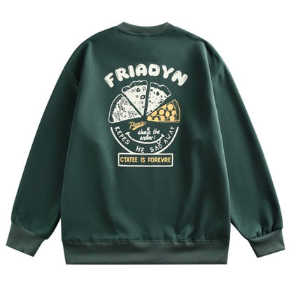 PIZZAプリント　クルーネックスウェット　B564