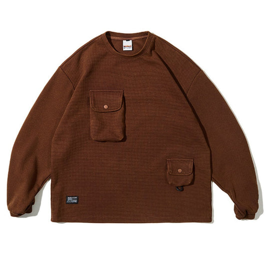 アシンメトリーポケット　ワッフルTシャツ　B799