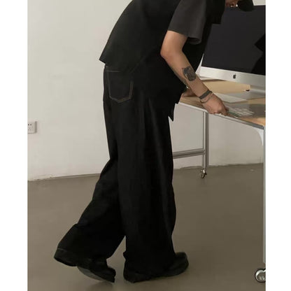 ブラックデニム　ツイストワイド　パンツ　C262
