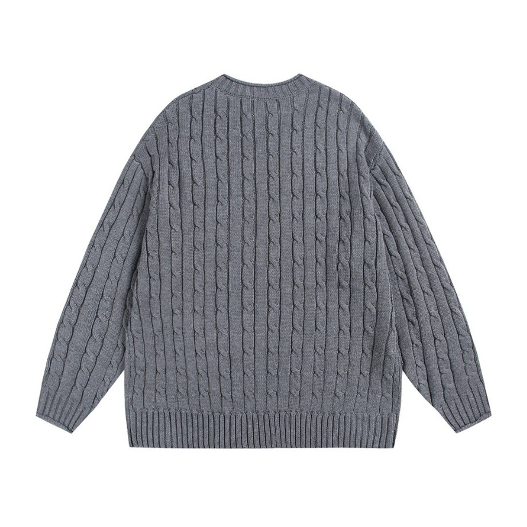 ケーブル編み　クルーネック　ニット　N1031