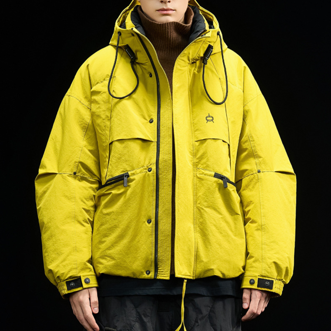 [YMORIGINAL] White Duck Down Zip Pocket Hooded Jacket N852