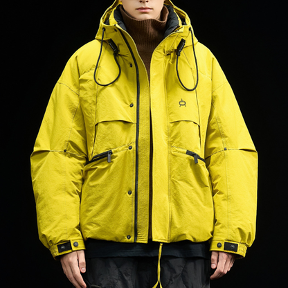 [YMORIGINAL] White Duck Down Zip Pocket Hooded Jacket N852