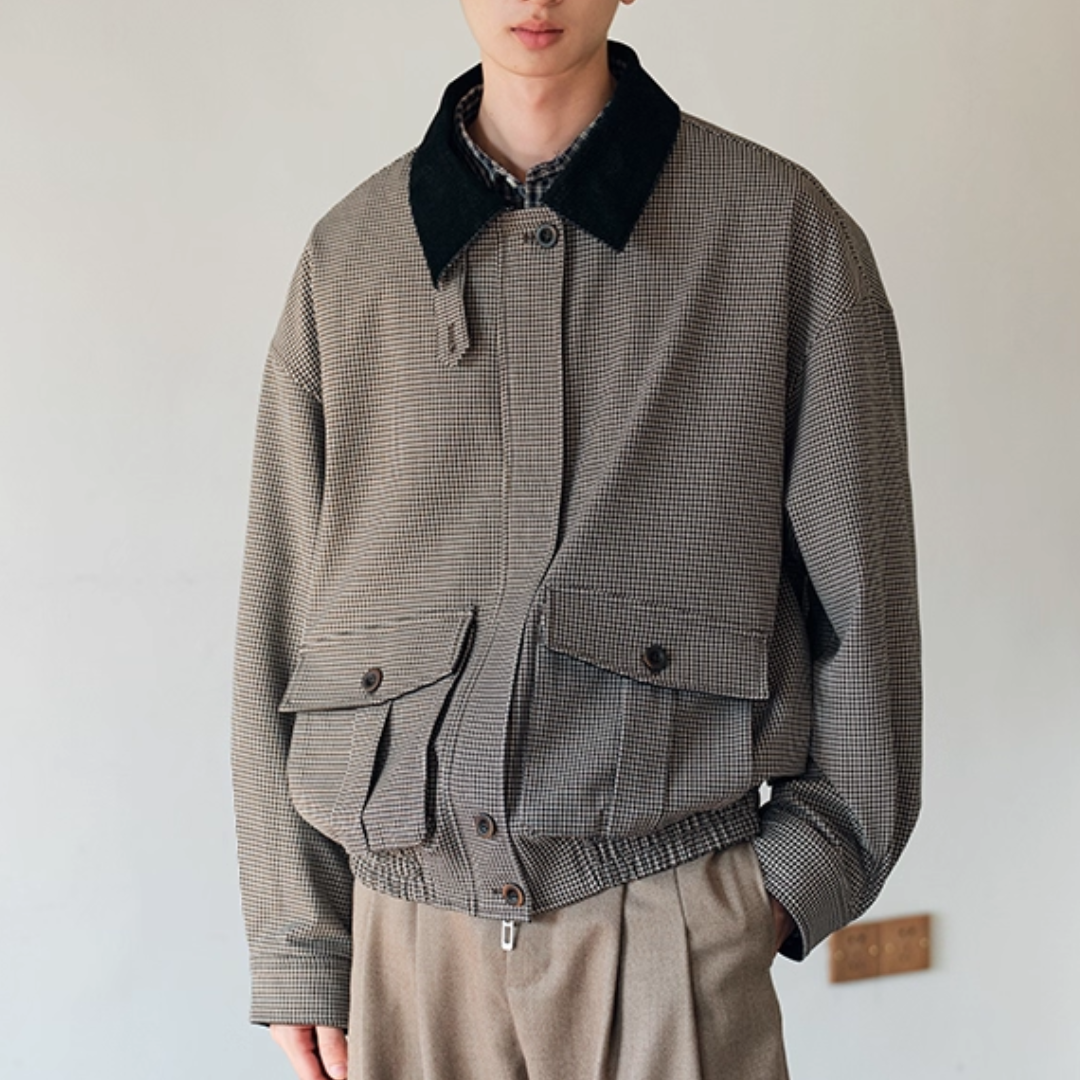 2WAY　ボックスプリーツポケット　チェックジャケット　N749